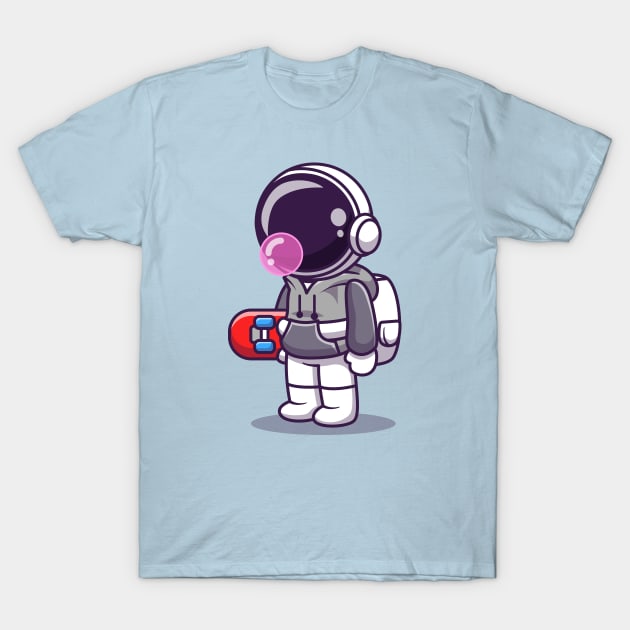 Cute Astronaut Holding Skateboard T-Shirt by Catalyst Labs